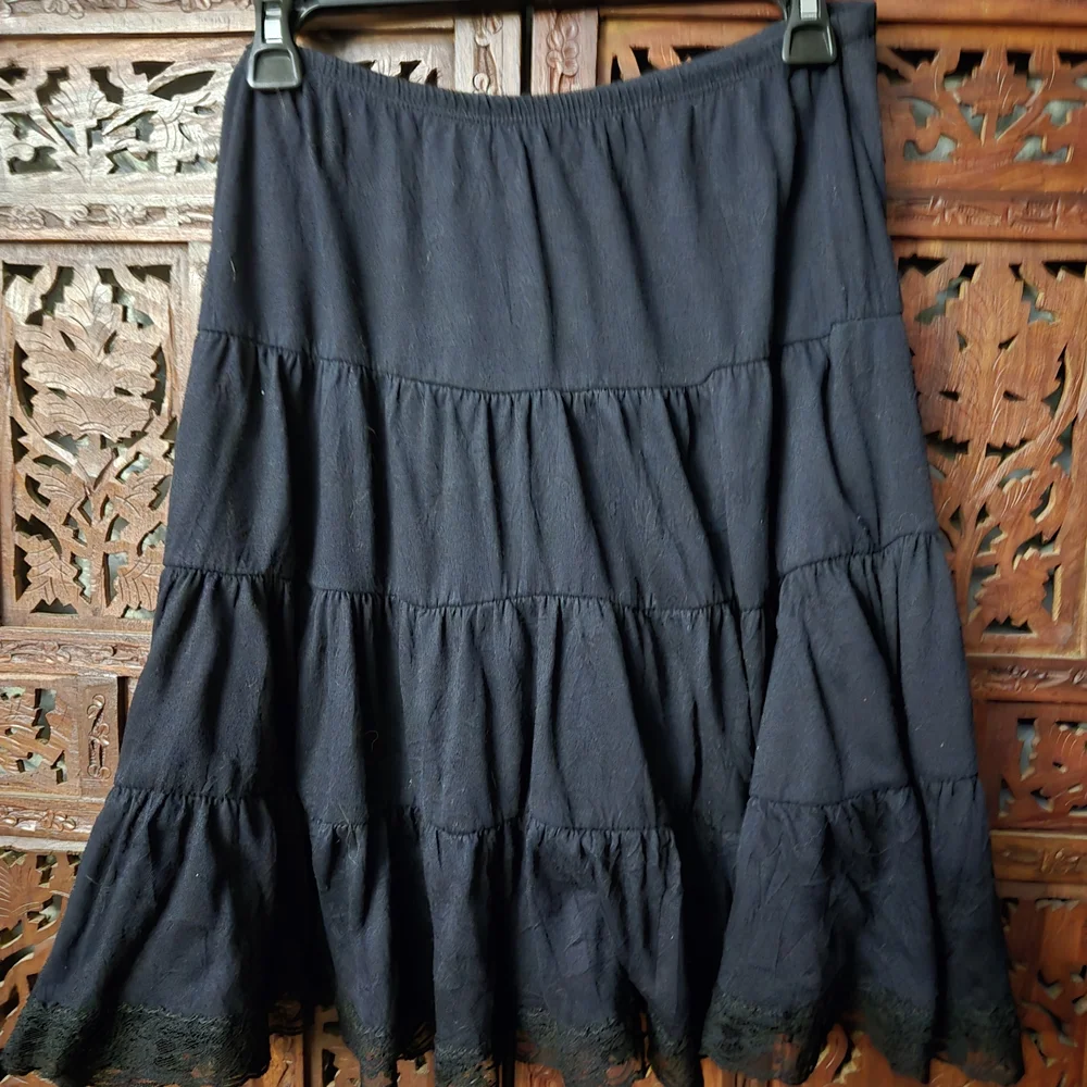 Vintage Black Tiered Skirt - Picture 1 of 8